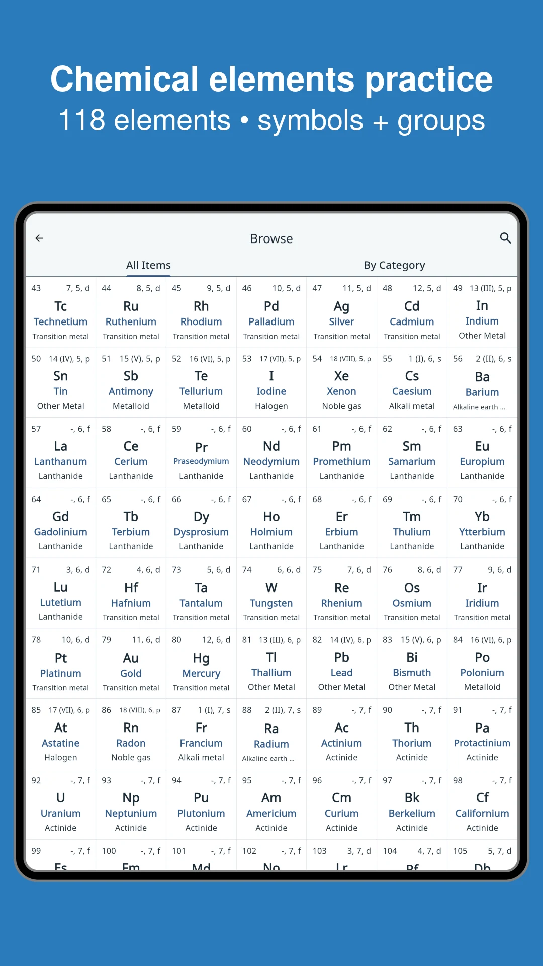Chemical Elements Practice screenshot