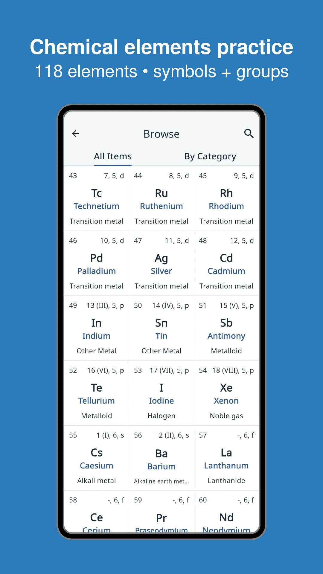 Chemical Elements Practice screenshot